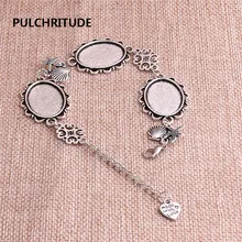 PULCHRITUDE 2 шт./лот с металлической цепочкой на основе кабошона подходят овальные 25*18 мм ручной работы в виде Ракушки Морская звезда кулон в виде цветка разъем браслет C1206