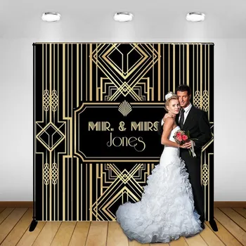 

custom art deco gold birthday backdrop High quality Computer print party backgrounds