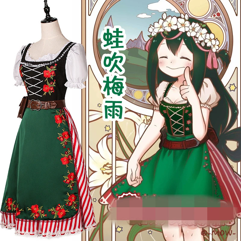 

New Anime Asui Tsuyu Lolita Dress Cosplay Costume For Women Rural Skirt O