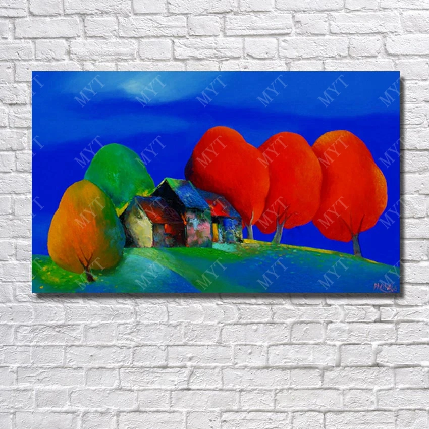 Cartoon wall art paintnig modern canvas landscape hand painted abstract