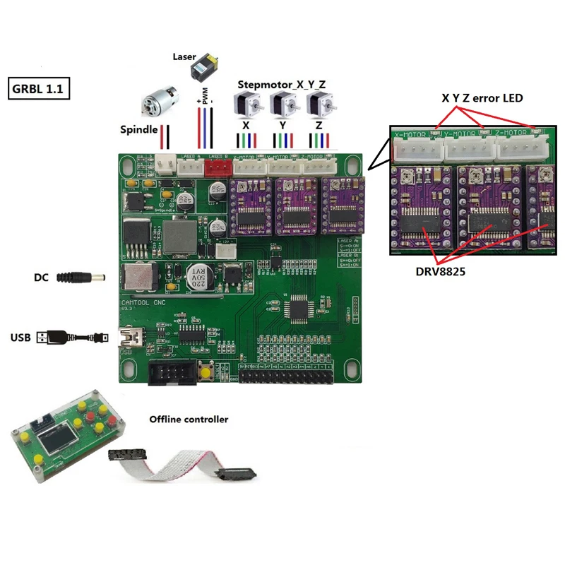 Новый ЧПУ 1610 Pro GRBL 1 Diy мини лазерный станок 3 оси pcb фрезерный DIY деревянный