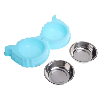 

Dog Bowl Stainless Steel Thick anti-slip Double Dog Food / Cat Rice Bowl Cute Cartoon Double Bowl