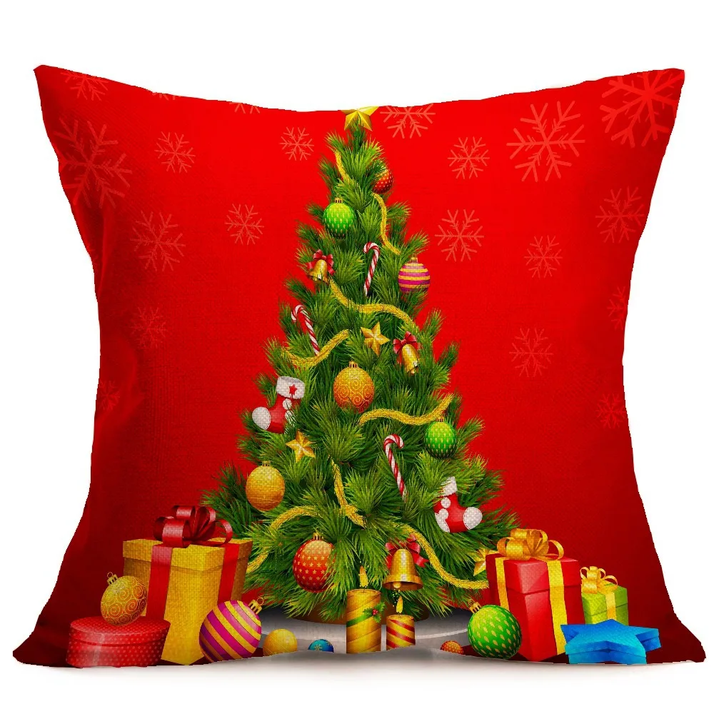 Christmas Pillow Case Santa Sofa Plush Cushion Red Covers Xmas Party Room Decor