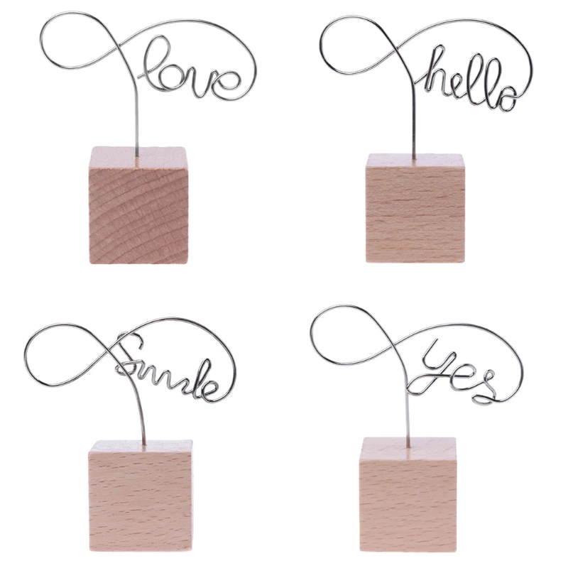 

Metal Words Wood Memo Clips Photo Holder Clamps Desktop Message Craft Stationery