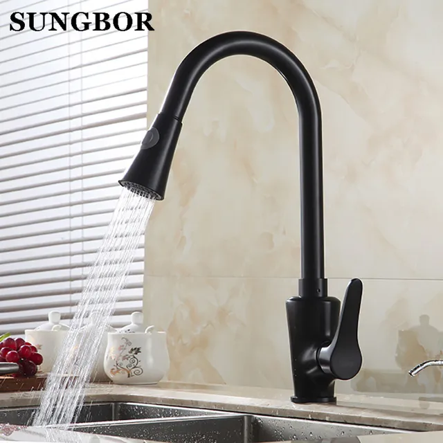 Special Offers Pull Out Black Painted Faucet Brass Kitchen Faucet Kitchen Sprayer Black Kitchen Sink Tap Kitchen CF-9109L