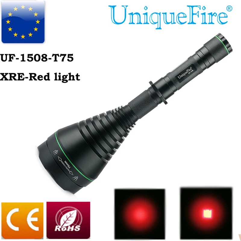 UniqueFire T75 1508 XRE светильник вспышка красный 3 режима Дальний свет Точечный