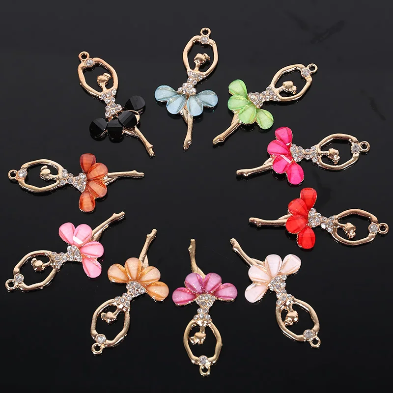 

Engood 2018New 50Pcs Ballet Dancing Girl Rhinestone Pendants/Button for DIY Hair Accessories and Necklace decoration ZJ100