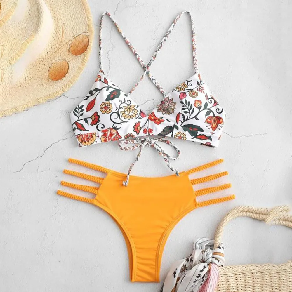 2019  woman cut flowers sexy bikini sand suit beach split Brazilian swimwear summer swimsuit push up bikinis mujer brasile 40J4 (8)