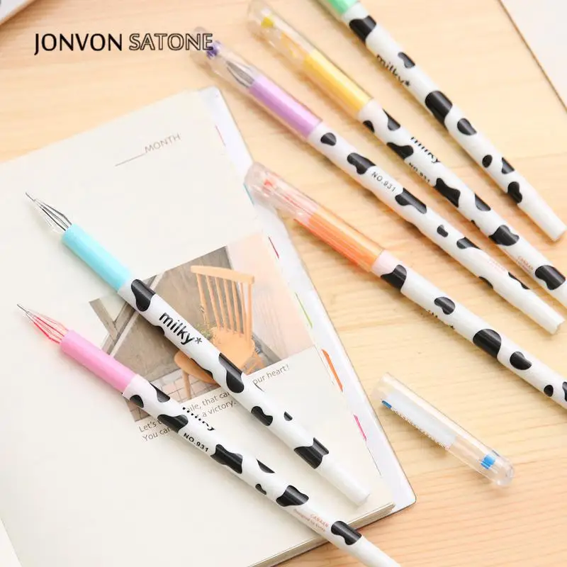 Jonvon Satone Creative Stationery Milky Cow 12 Color Diamond Pen Gel Korean Cartoon Stationery Wholesale Kawaii School Supplies