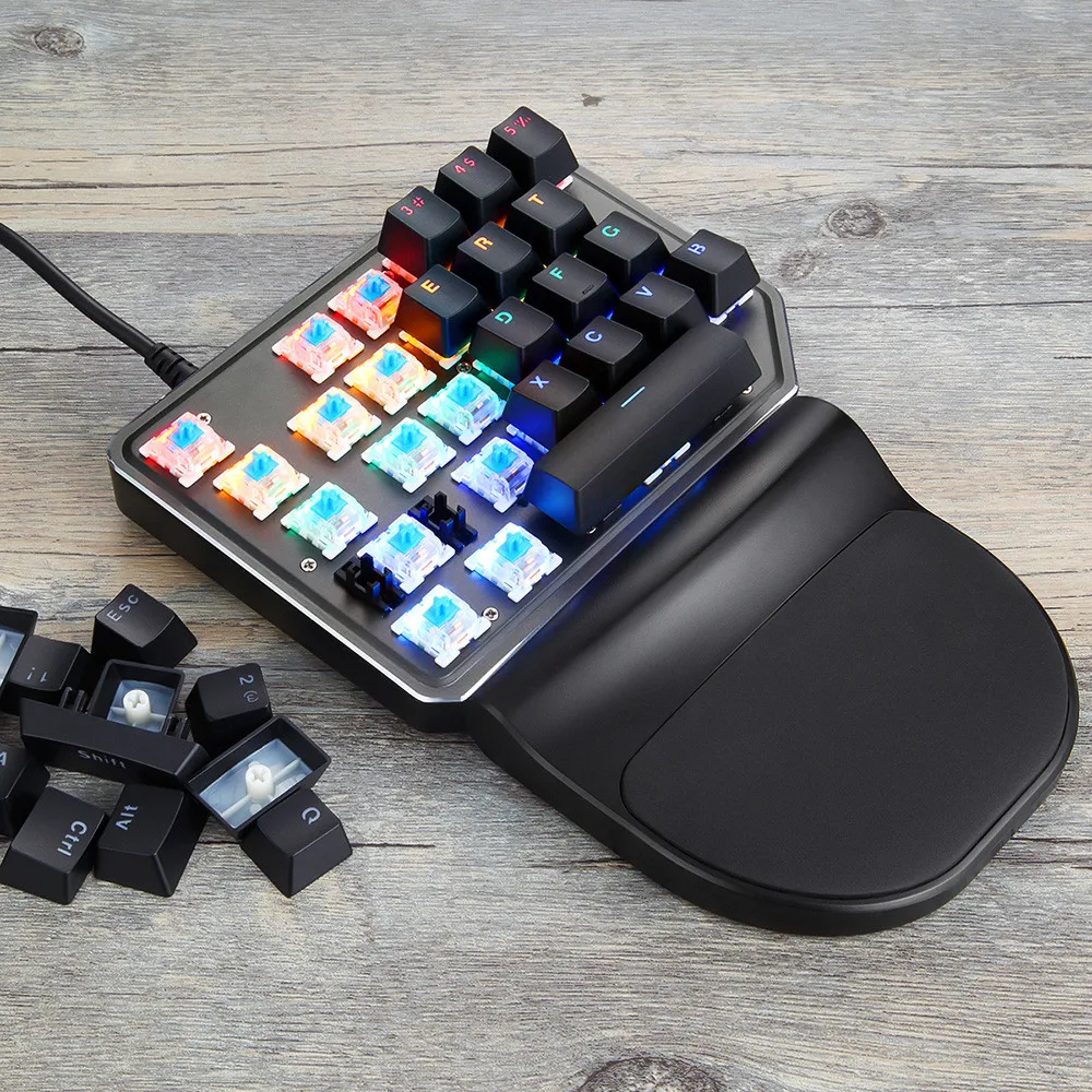  MOTOSPEED Single Handed Mini Keyboard Colorful Lighting Gaming Keyboards Game Wired Keyboard for DO
