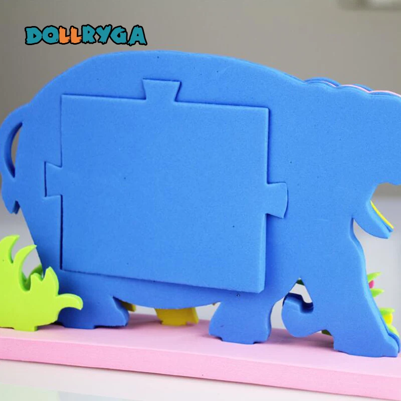 4sets EVA Cartoon Photo Frame DIY Applique Children Handmade Non-woven Cloth Cartoon Animal Photo Frame Craft Art Craft Gift 