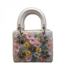 Высокое качество, женские ручные сумки,, роскошные цветы, ручная работа, сумка на плечо, розовая, белая кожа, женские сумки, Bolsa Feminia