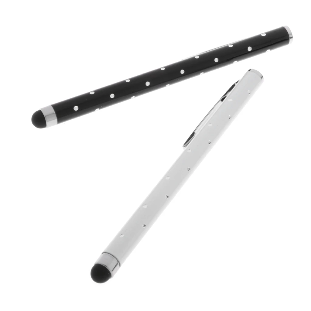 2 шт. универсальная емкостная стилус высокочувствительная сенсорная ручка черный+ белый
