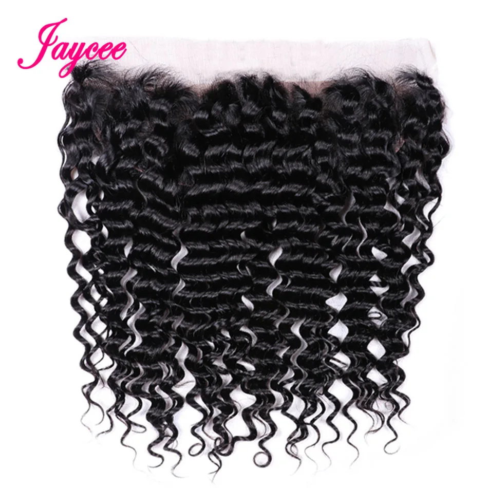 Jaycee Hair Malaysian Deep Wave Hair Lace Frontal 13*4 Ear to Ear One Piece 10-20 Inches Remy Human Hair Closure Frontal