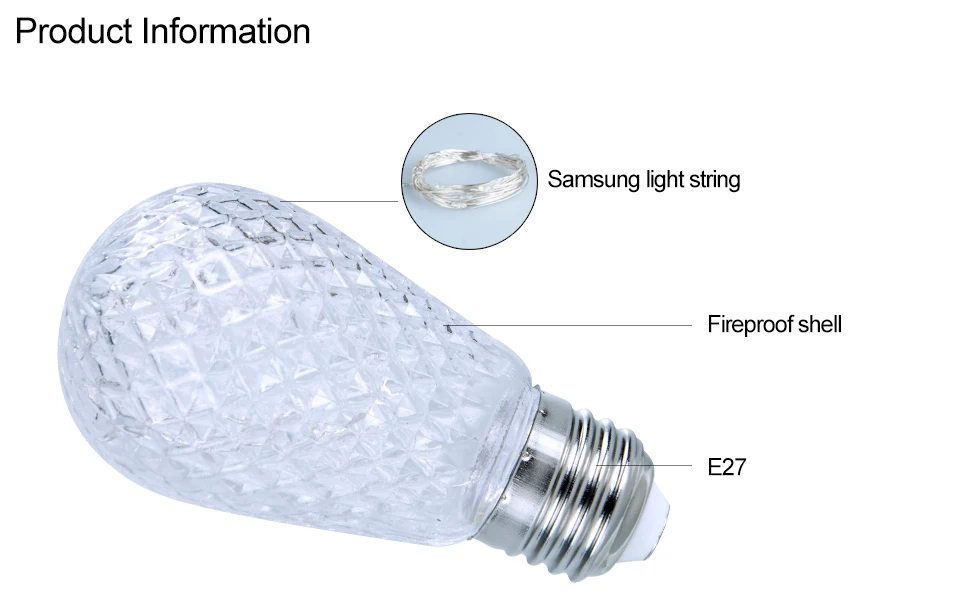 Foxanon E27 220V 110V Holiday lighting RGB LED light String Bulb christmas indoor fairy night light decoration lamp navidad 02