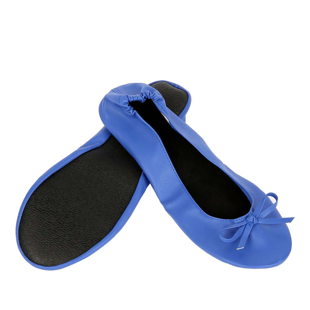Blue Shoes Flats Portable Fold Up Ballerina Flat Shoes Roll Up Foldable Ballet After Party Shoes For Bridal Wedding Party Favor