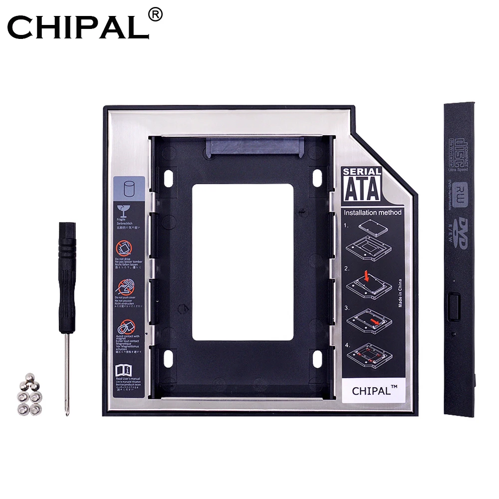 

CHIPAL Universal 2nd HDD Caddy 12.7mm 2.5" SATA 3.0 SSD Case Hard Disk Drive Enclosure + LED Indicator for Laptop CD-ROM DVD-ROM