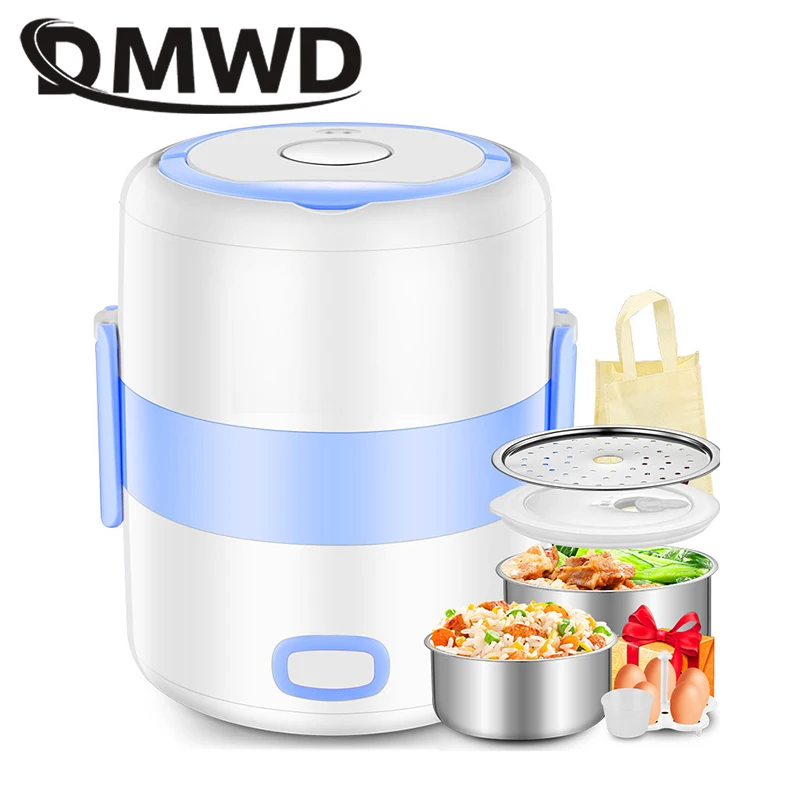 DMWD MINI Rice Cooker Portable Electric Heating Lunch Box Meal Cooking