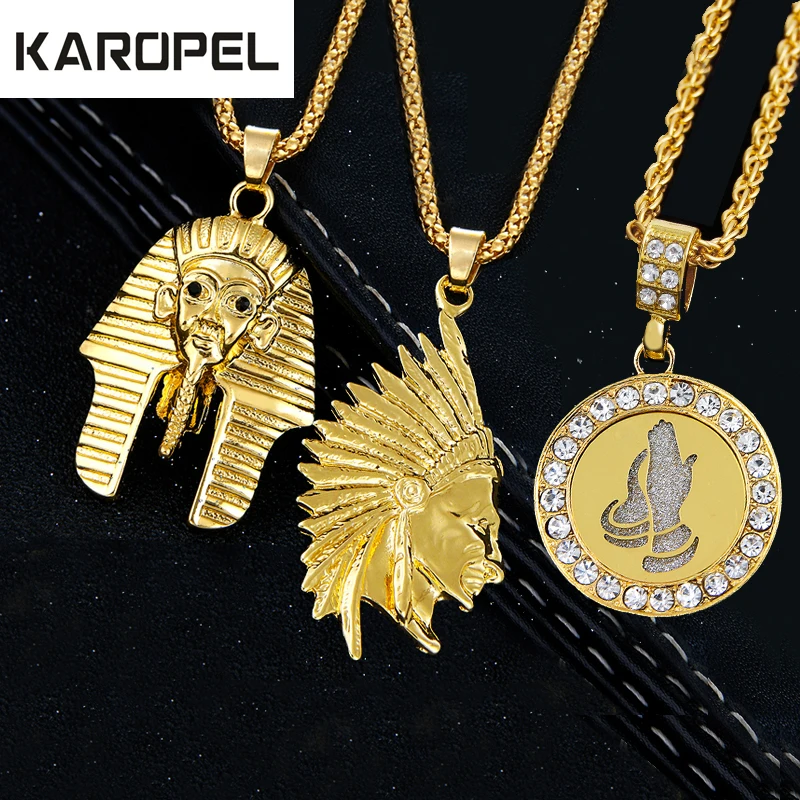 

Karopel Vintage Jewelry Charm Men Women Punk Jewelry Hip hop Necklaces Virgin Mary Jesus Angel Pendant & Necklace Chain Collier
