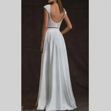 Mode Prom Kleider Lange Neue 2017 Mit Perlen Perlen Eine Linie Satin Zwei Stücke Abendgesellschaft Prom Kleid vestido de festa