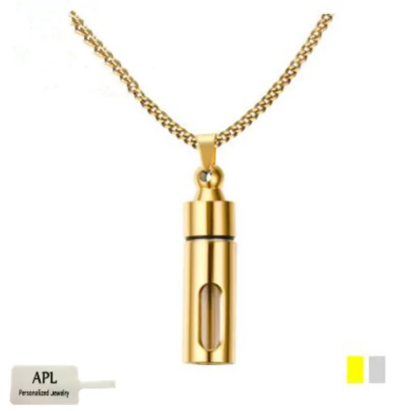 

APL- stainless steel gold / silver / Black perfume bottle Pendant, men's fashion jewelry, European and American Jewelry
