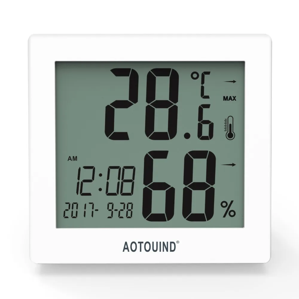 

AOTOUIND Humidity Monitor with Indoor Thermometer Temperature Meter and Humidity Gauge Indicator with Alarm Clock
