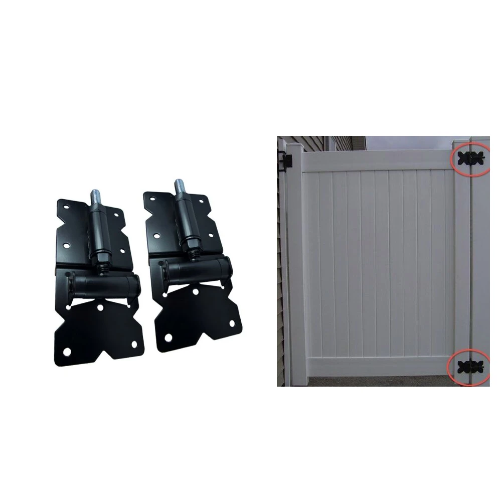 

1 Pair Closing Vinyl Powder Coated Garden Adjustable Gate Hinges Hedge Home Fence Stop Stainless Steel Latch Stud PVC