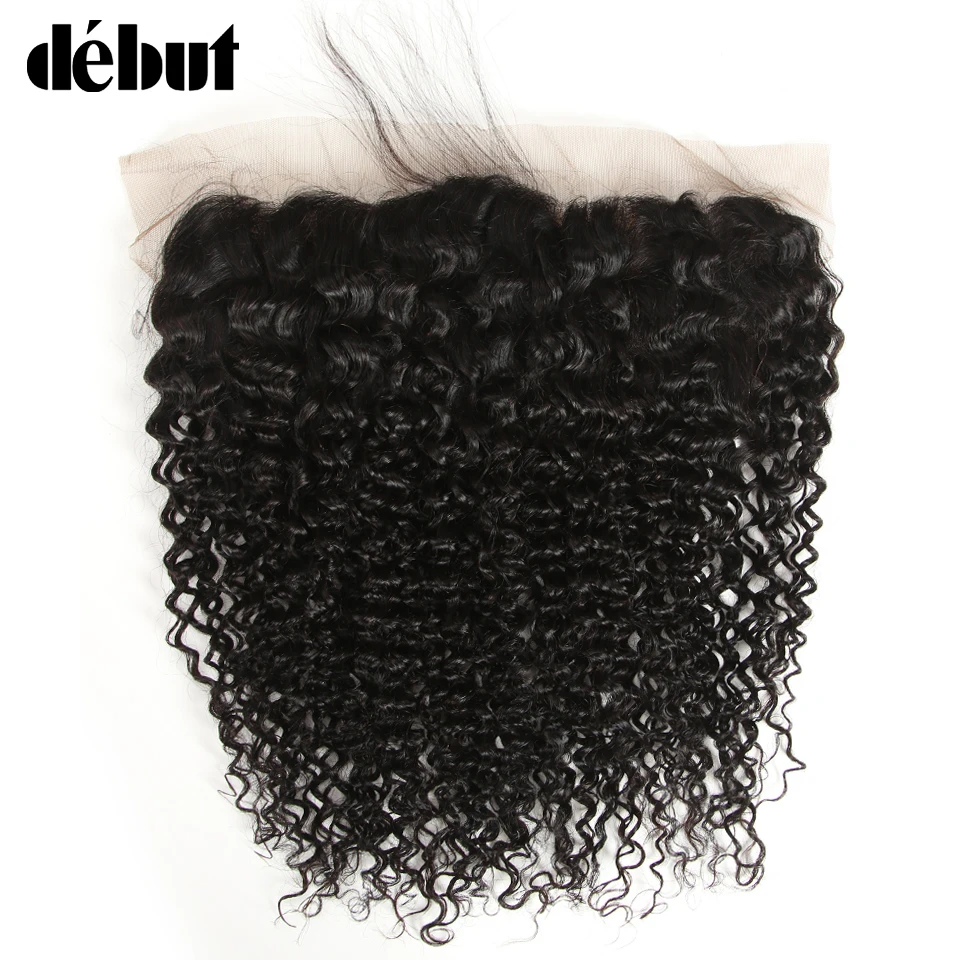 

Debut Hair Brazilian Kinky Curly Human Hair Lace Frontal Closure 13*4 Pre Plucked With Baby Hair Natural Color Free Shipping