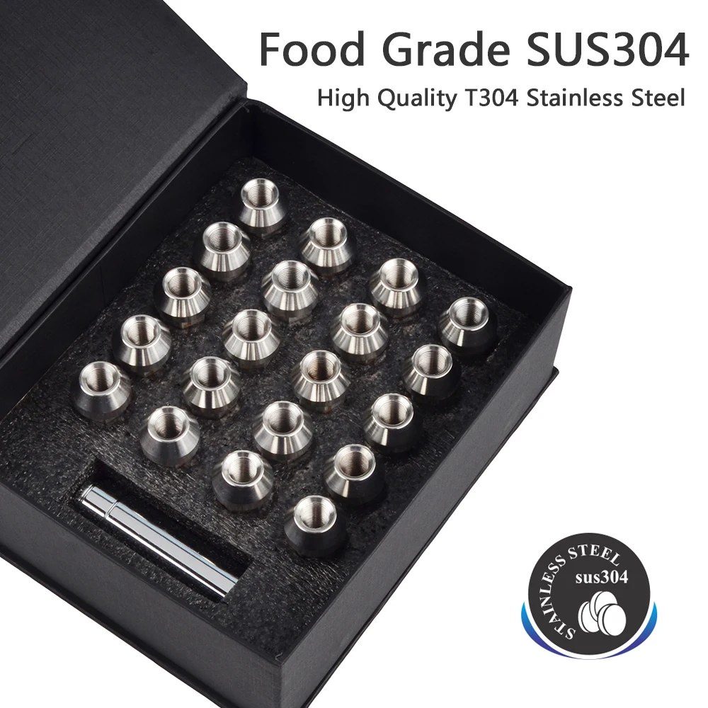 NICECNC 20PCS M12x1.5 Trail Drift Wheel Rim Lugs Chrome Nut Anti-Rust Lug Bolts For Toyota Matrix MR2 Protege Spyder Supra Civic