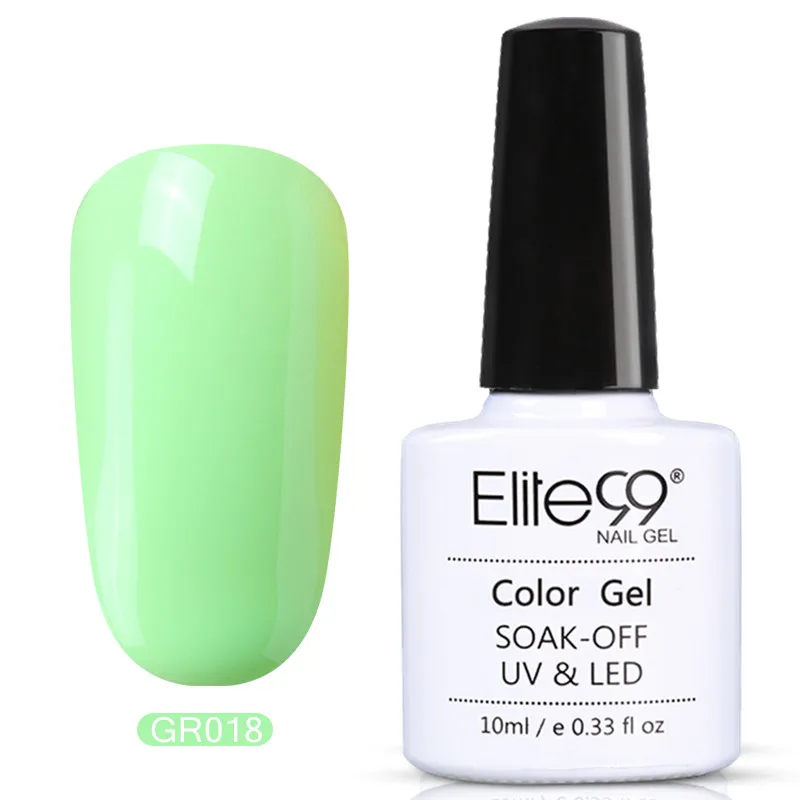 Elite99 Гель-лак серии зеленого цвета, долговечный Гель-лак для ногтей, вылечиваемый с УФ-лампой, светодиодный, основа, верхнее покрытие, Гель-лак, дизайн - Цвет: P-GR018