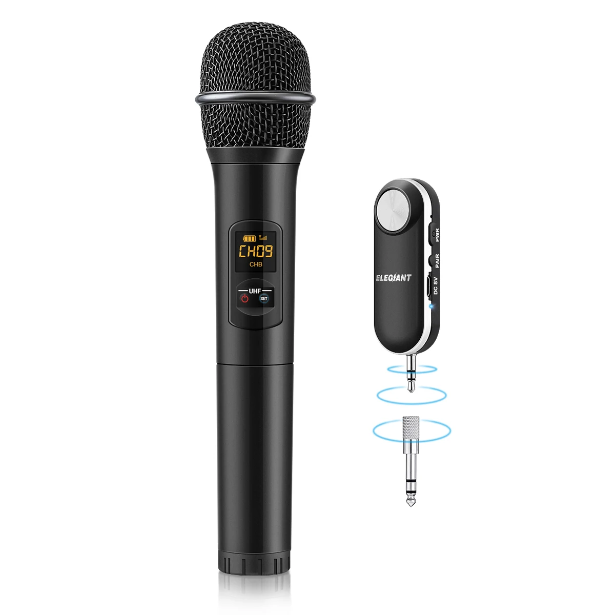 

ELEGIANT Portable Wireless UHF Handheld Microphone Dynamic MIC microphone USB Karaoke system with receiver for Home Karaoke