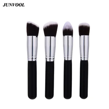 

New Travelling Makeup Brush Set 4Pcs Synthetic Blending Powder Blush Eyeshadow Large Foundation Contour Make Up Brushes Silver