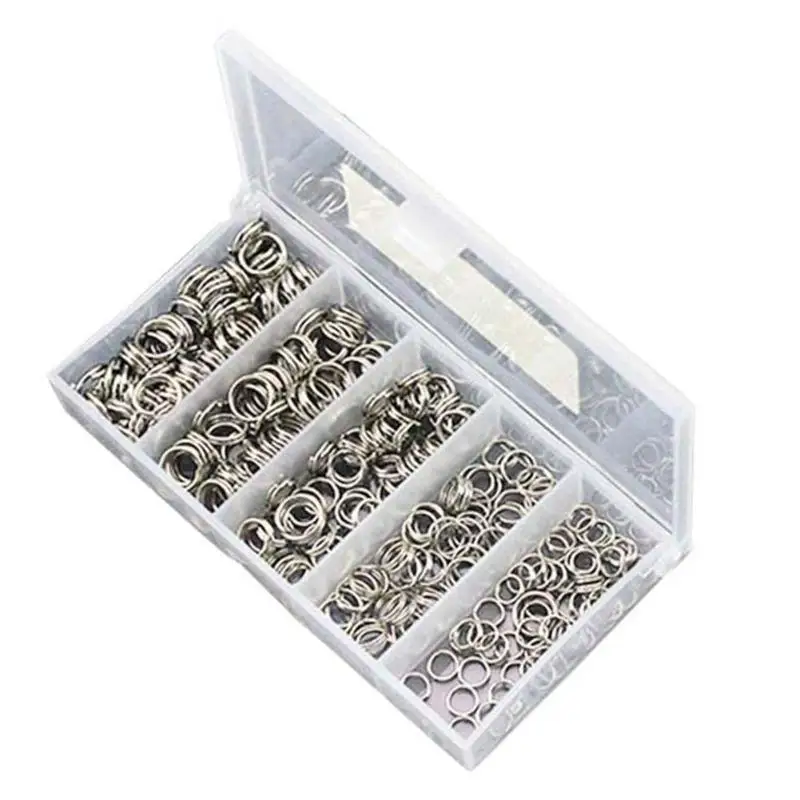 

250PCS 5-Size Stainless Steel Fishing Split Rings Lure Solid Ring Loop For Blank Crank Bait Connectors Tackle Tool Kit