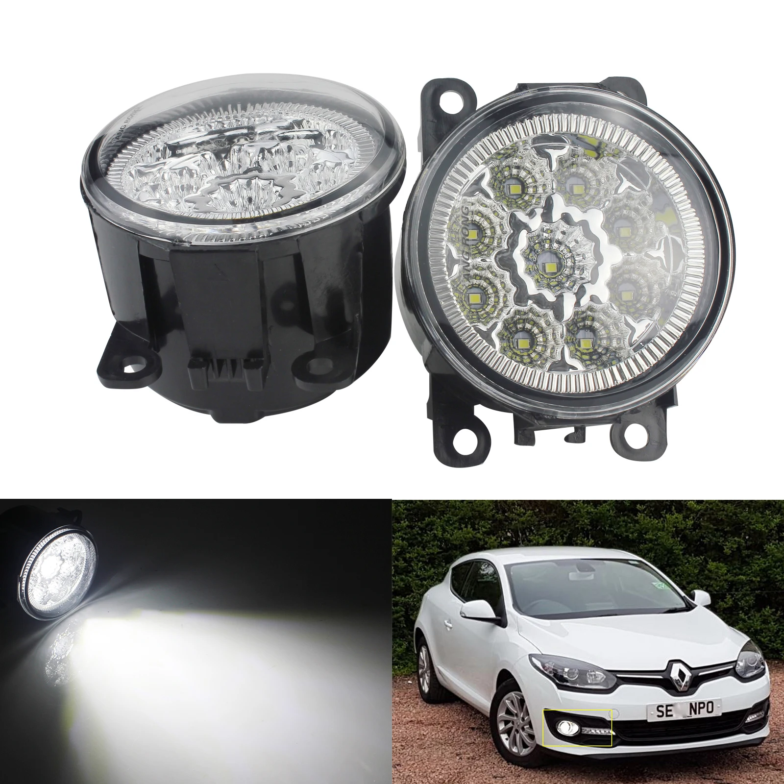ANGRONG 2 шт. 9 светодиодных круглых передних противотуманных фар DRL для Ford C MAX Fiesta Focus