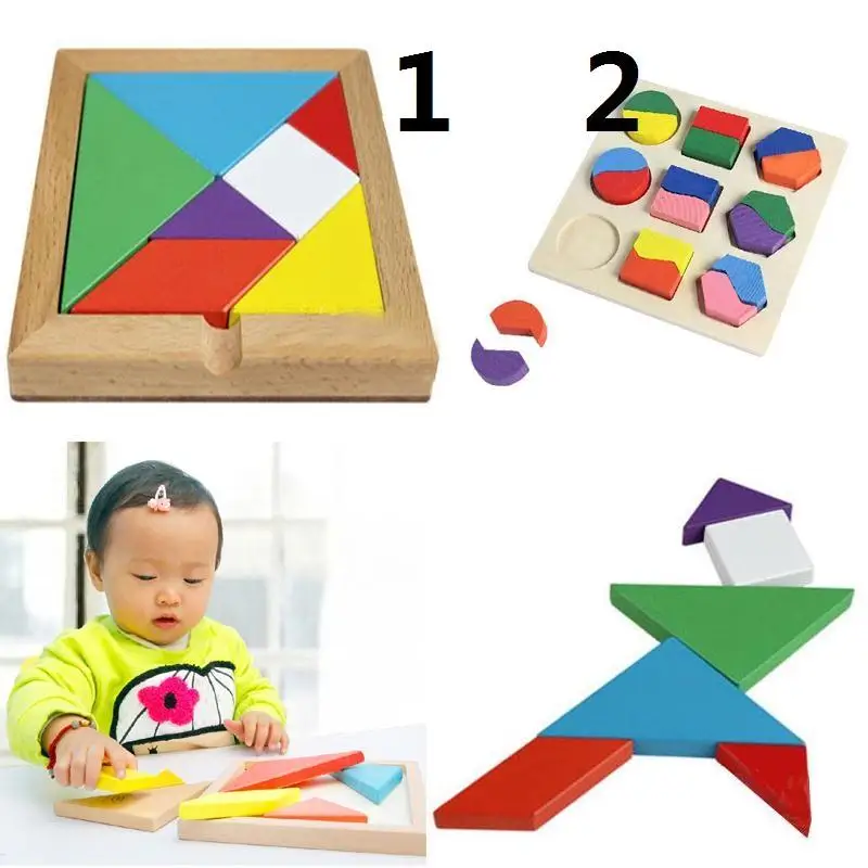 Психического развития интеллекта Tangram геометрический деревянные игрушки Классический головоломки для Дети дошкольного образования