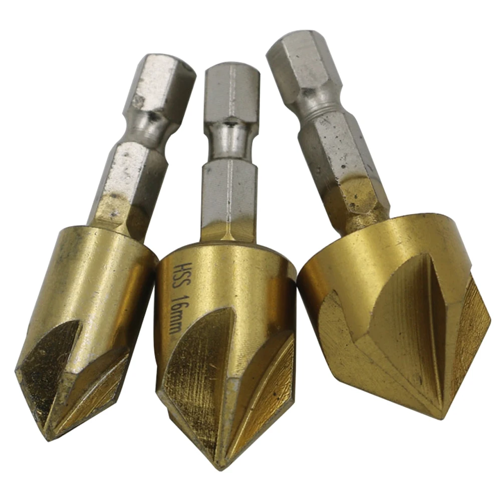 LHX 6pcs/lot 90 Degrees Five Hexagonal Shank Edge Chamfering 6mm 19mm