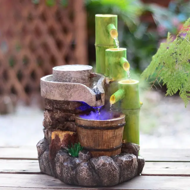 Fountain For Home Decoration small water fountain home decoration Resin Crafts Feng Shui Water Fountain Home Decoration Garden Ornaments Holiday Gifts Artificial Stone Bamboo Fountain Fountain For Home Decoration new indoor rustic table top led lights electric water fountain pump home decor Resin Crafts Feng Shui Water Fountain Home Decoration Garden Ornaments Holiday Gifts Artificial Stone Bamboo Fountain