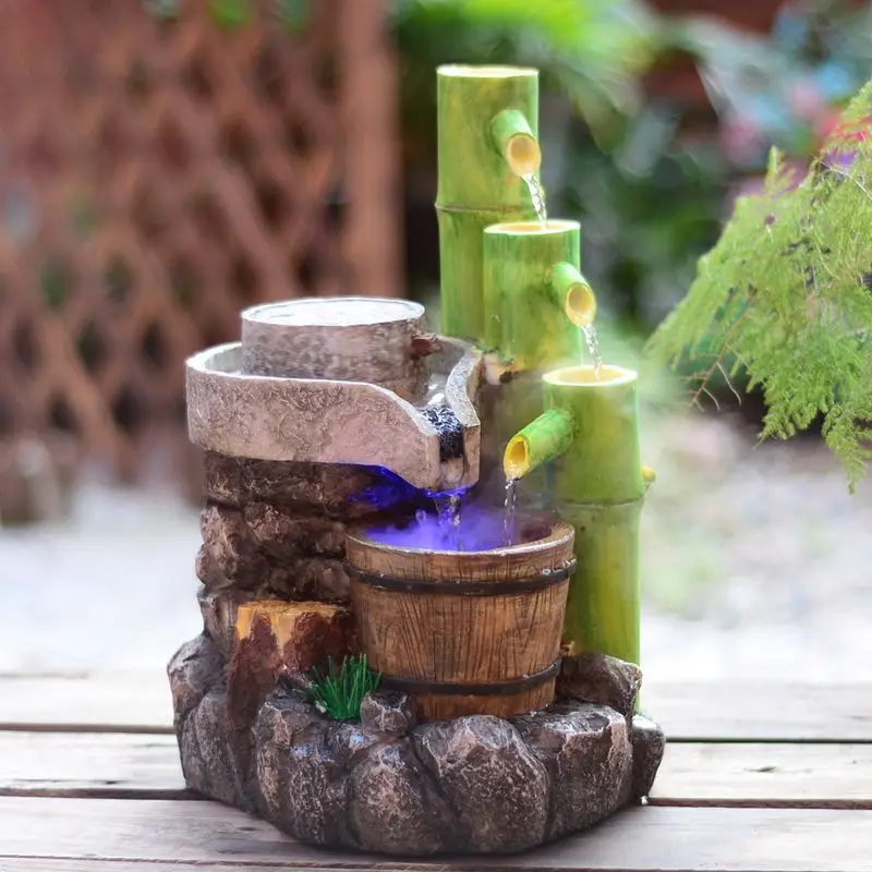 resin crafts feng shui water fountain home decoration garden ornaments holiday gifts artificial stone bamboo fountain