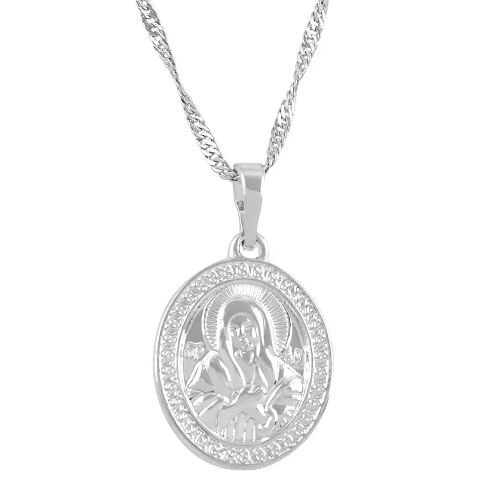 virgin mary pendant silver