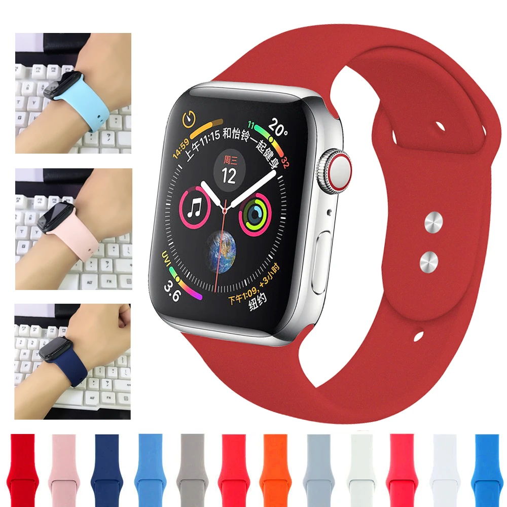 EIMO Silicone Strap For Apple Watch Band 4 3 iwatch band 42mm 44mm 38mm 40mm Sport bracelet Wrist Correa Watchband Accessories
