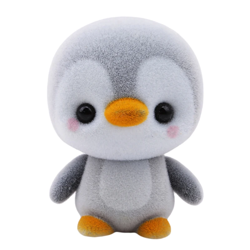 

1pc Cute Penguin Rabbit Panda Bear Cat Small Yellow Duck Flocking Doll Car Ornaments Cartoon Car Accessories toys