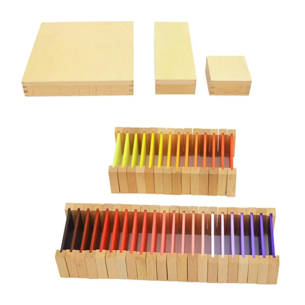 LeadingStar Montessori Wooden Sensorial Learning Color Tablet Box Color Card Wood Kids Preschool Color Training Toy Gift