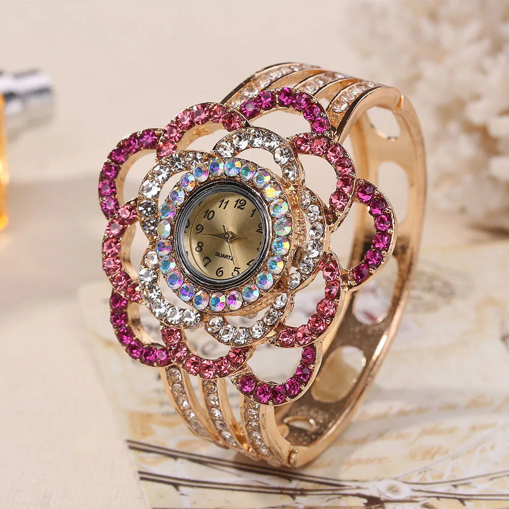 TZ#503 роскошные женские часы браслет с вырезами кристалл кварцевые часы браслет ювелирные изделия Шарм
