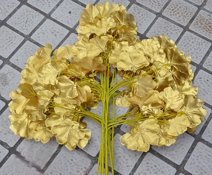 

12pcs 60cm Gold Ginkgo Biloba Maidenhair Tree Leaf Leaves Branch Silk Artificial For Wedding Home Office Hotel Decoration