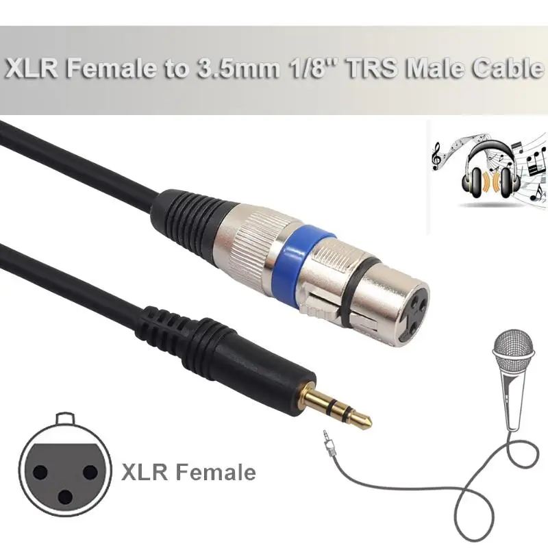 XLR 3pin Женский до 3 5 мм мужской разъем TRS аудио конвертер Кабель микрофонный