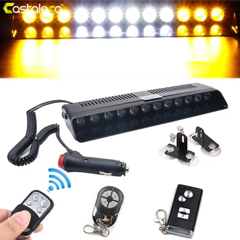 

Castaleca Vehicle 12 led Police Strobe Lights Three Remote Control Options Super Bright Emergency Warning Flashing Car Light