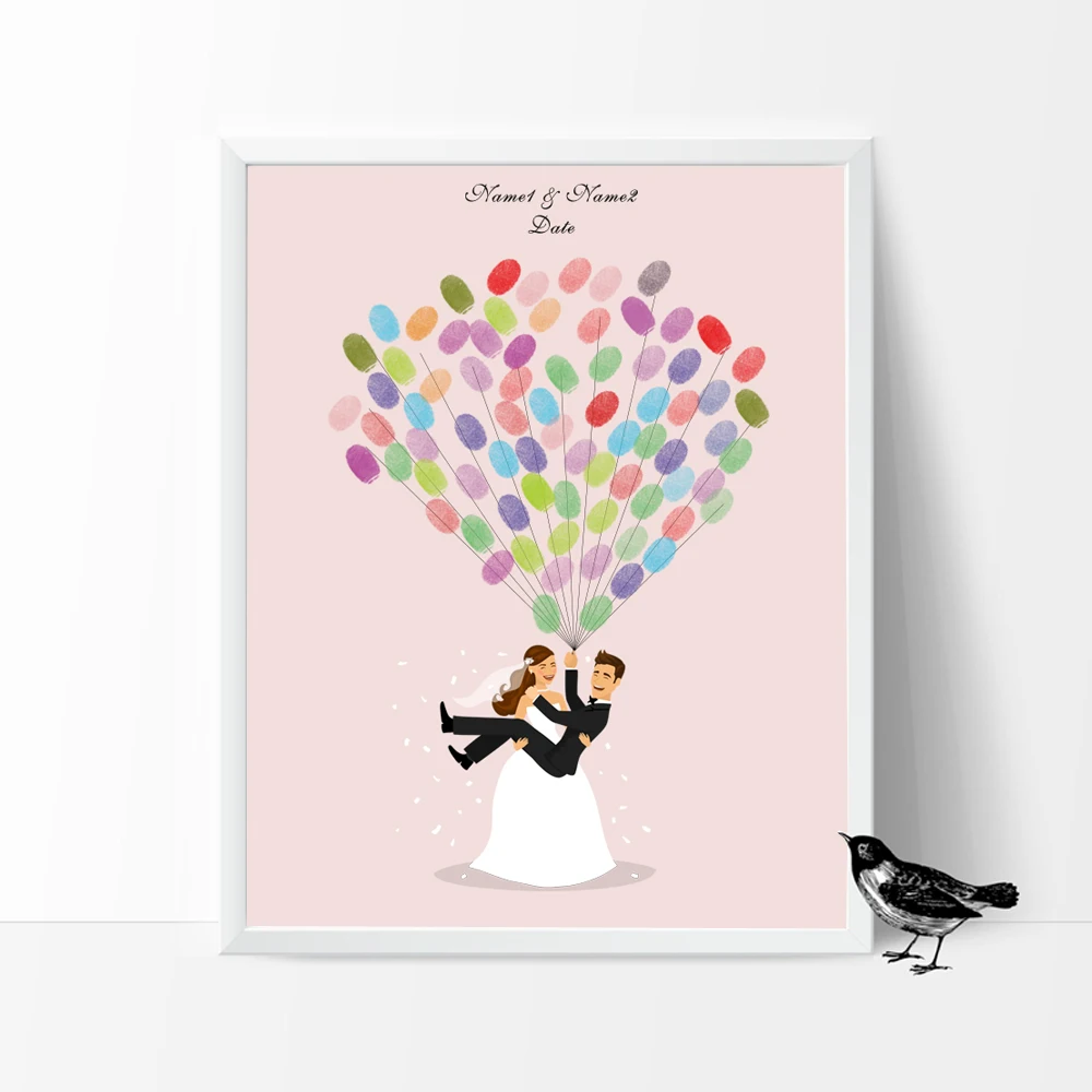 

Bride Give Groom A Princess Hug,Free Custom Name Date Fingerprint Signature Guestbook For Engagement Party And Wedding Ceremony