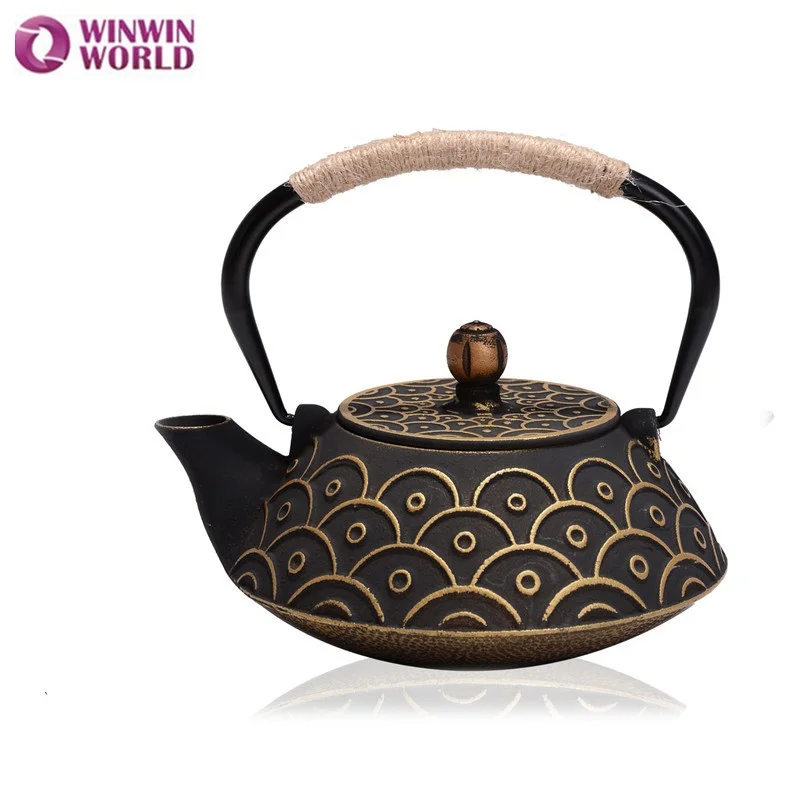 Amazing Japanese Iron Teapot Portable Handle Teakettle Bamboo beautiful