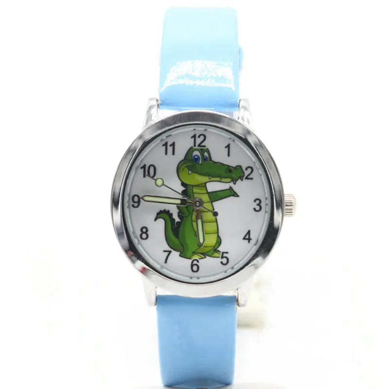 

free shipping kids lovely 3D Cartoon crocodile Design Analog Wrist Watch Children high quality gift clock