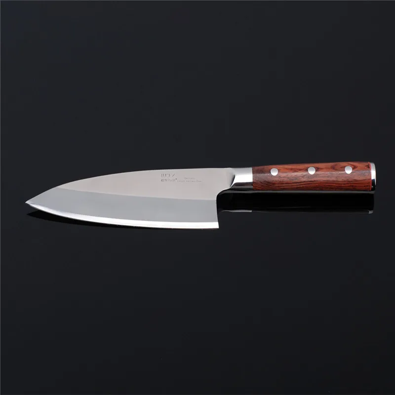 

18,21cm Left Hand Ai Deba knife uses Japan Mioroshi Germany Steel Blade Behead Cut Fish Slice Meat nature Rosewood Handle 15